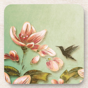 Porta-copo Azaleas cor-de-rosa Vintage em verde
