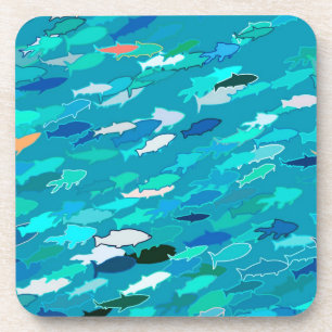 Porta-copo Azul, branco, escola de turquesa dos peixes