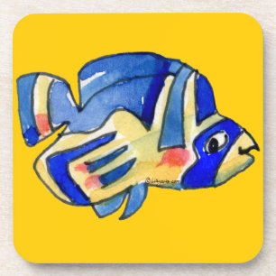 Porta-copo Azul Cartoon Butterfly Fish