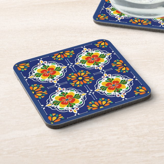Porta-copo Azul Flor Mosaico (Left Side)