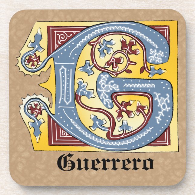 Porta-copo Azul Medieval e Vermelho Ivy Iluminado - Letra G (Frente)