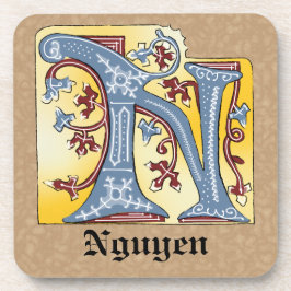 Porta-copo Azul Medieval e Vermelho Ivy Iluminado - Letra N