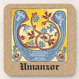 Porta-copo Azul Medieval e Vermelho Ivy Iluminado - Letra U