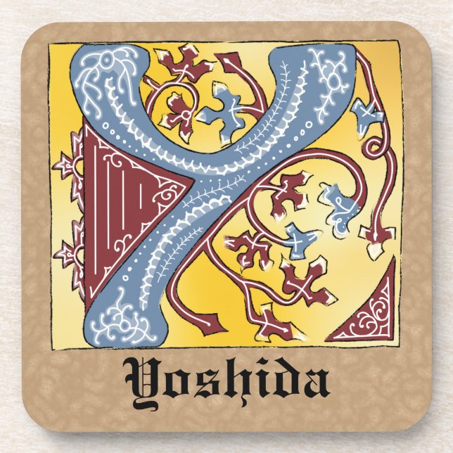 Porta-copo Azul Medieval e Vermelho Ivy Iluminado - Letra Y (Frente)