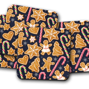 Porta-copo Azul-pão Natal   Conjunto de Portas copos de Natal