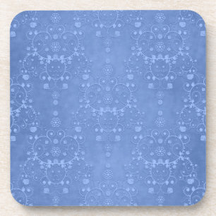 Porta-copo Azul Periwinkle Padrão Damask Floral Chique