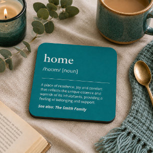 Porta-copo Azul Teal Nome da Família Personalizado Moderno Mi