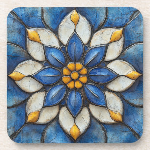 Porta-copo Azulejo Azul Azul Branco e Amarelo
