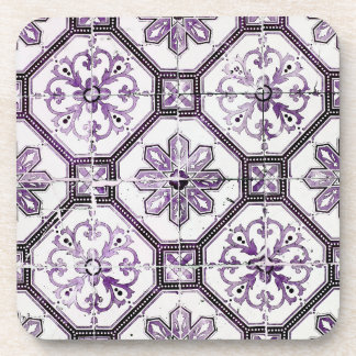 Porta-copo Azulejo de colheita roxo e branco