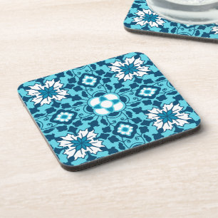 Porta-copo Azulejo Floral marroquino, Indigo, Sky Blue e Whit