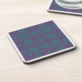 Porta-copo azulejo geométrico hitomezashi roxo e teal