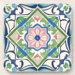 Porta-copo Azulejo rosa e azul