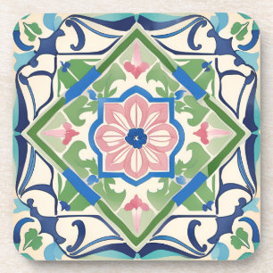 Porta-copo Azulejo rosa e azul