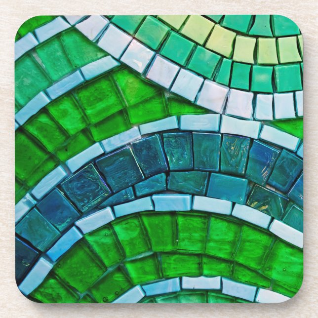 Porta-copo Azulejos do mosaico verde (Frente)
