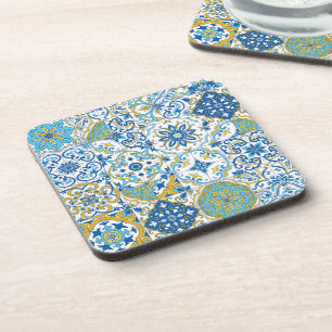 Porta-copo Azulejos em azul e amarelo