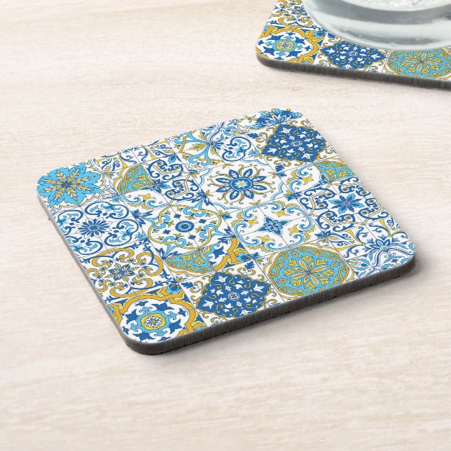 Porta-copo Azulejos em azul e amarelo (Left Side)