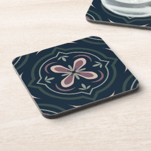 Porta-copo azulejos geométricos florais terrosos