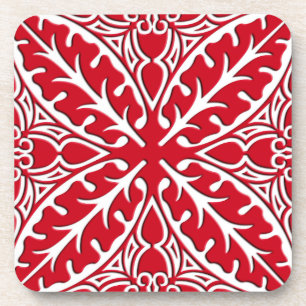 Porta-copo Azulejos marroquinos - vermelho escuro e branco