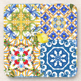Porta-copo Azulejos mediterrânicos, majolica, estilo Sicilian