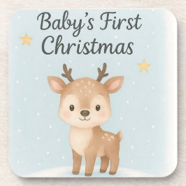 Porta-copo Baby first Christmas reindeer cute festive nursery