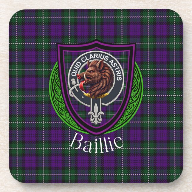 Porta-copo Baillie Scottish Clan Tartan & Crest (Frente)