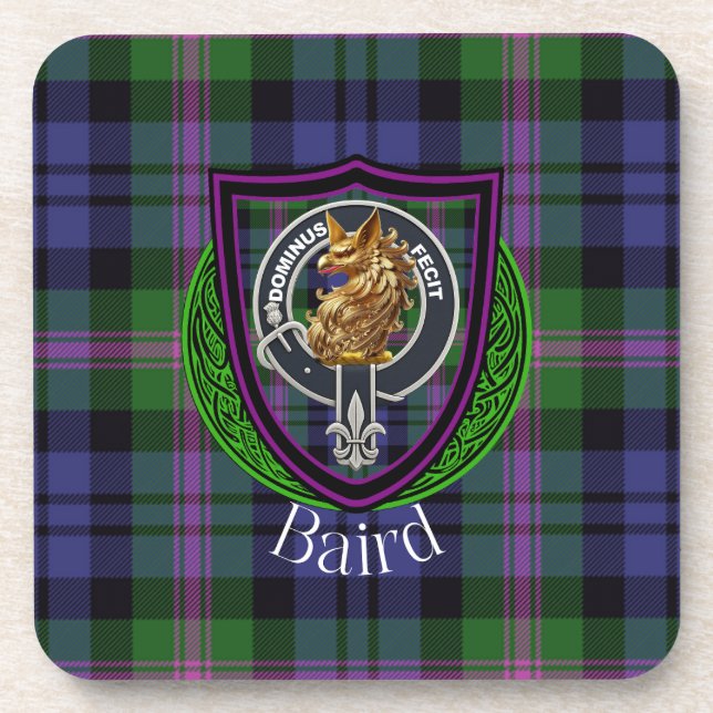 Porta-copo Baird Scottish Clan Tartan & Crest (Frente)