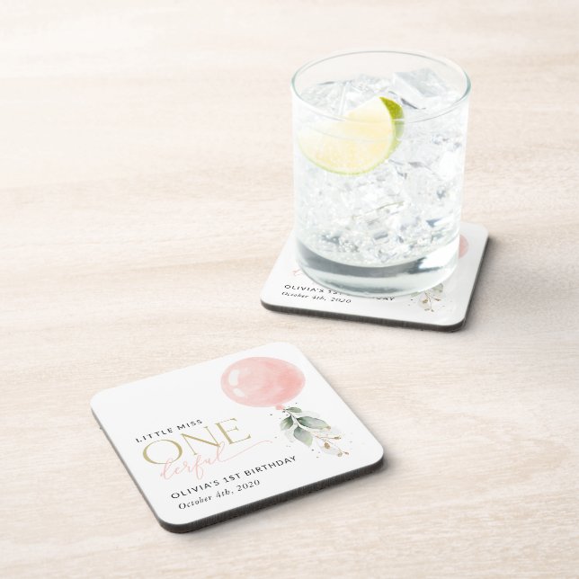 Porta-copo Balão Rosa, Eucalyptus, Greenery, Primeiro Anivers (Lado Direito)