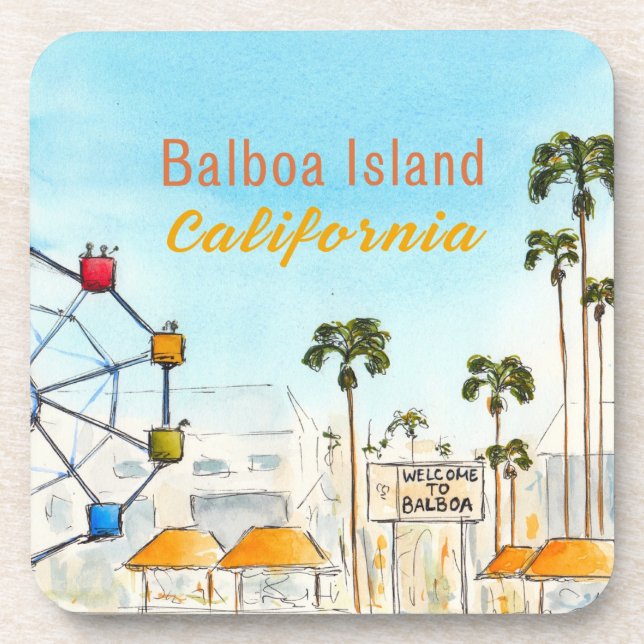 Porta-copo Balboa Island Newport Beach Coaster (Frente)