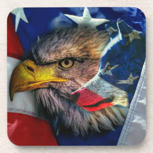 Porta-copo Bald Eagle Wolf American Flag