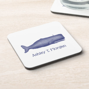 Porta-copo Baleia Estilizada do século XIX #1 N Azul