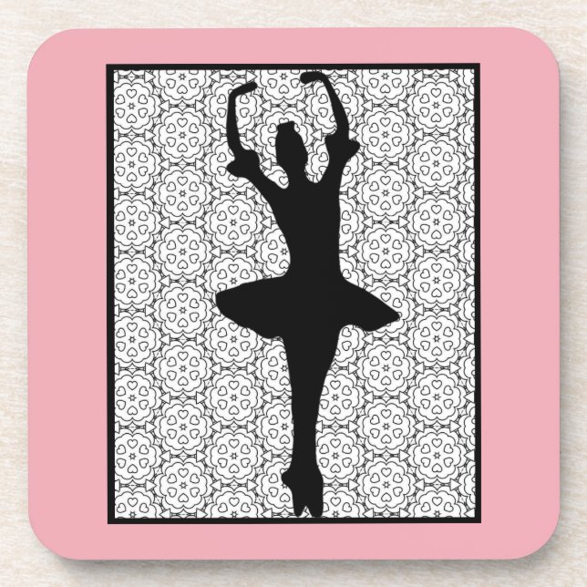 Porta-copo Ballerina Silhouette em um padrão de Heart Mandala (Frente)