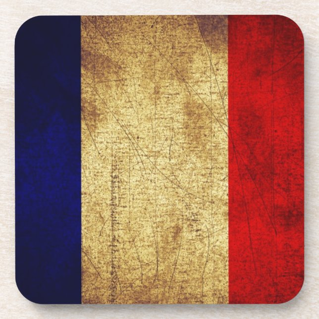 Porta-copo Bandeira da França em Grunge (Frente)