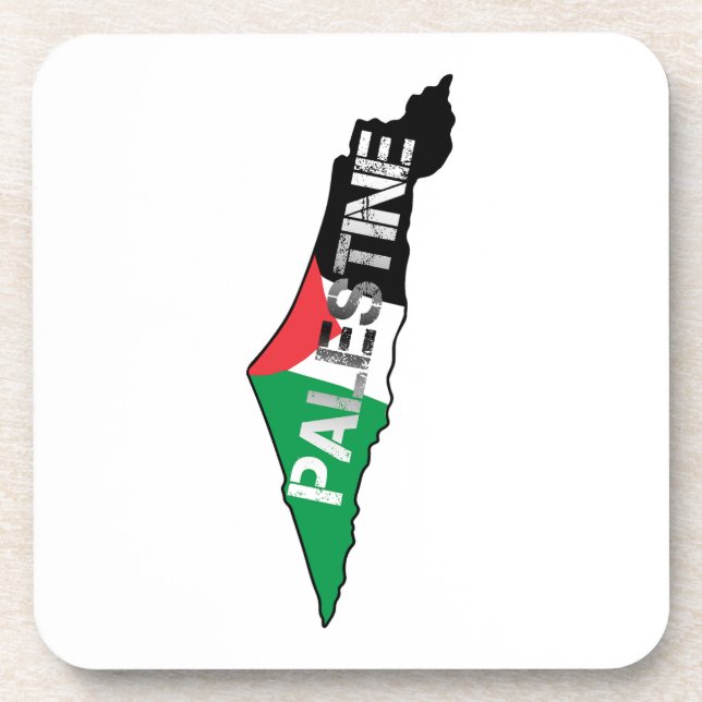 Porta-copo Bandeira da Palestina Livre no Mapa Palestino (Frente)