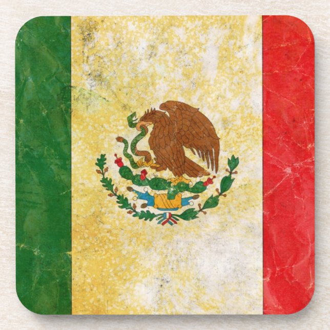 Porta-copo Bandeira do México em Grunge (Frente)