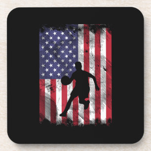 Porta-copo Bandeira dos EUA Basquete Vintage Bola Patriótica