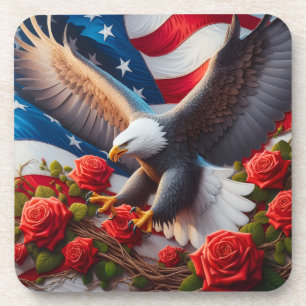 Porta-copo Bandeira Patriótica Americana e Águia 