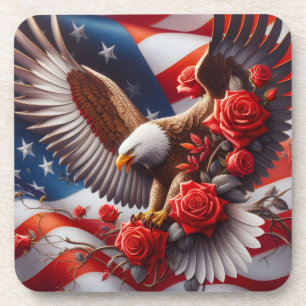 Porta-copo Bandeira Patriótica Americana e Águia 