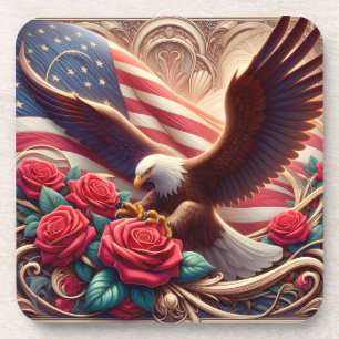 Porta-copo Bandeira Patriótica Americana e Águia