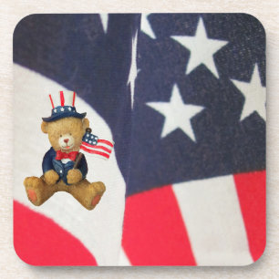 Porta-copo Bandeira que acena o urso de ursinho dos EUA