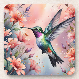 Porta-copo bandeja de beija-flor floral
