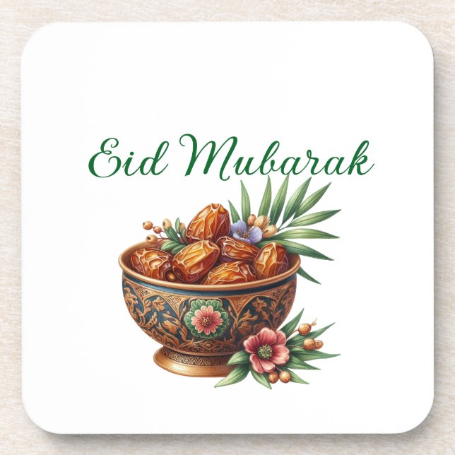 Porta-copo Bandeja de plástico duro - Eid Mubarak Louças (Frente)