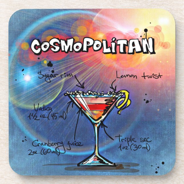 Porta-copo Bar de Receita Cosmopolita Azul (Frente)