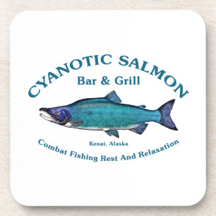 Porta-copo Bar de salmão cianótico e grill