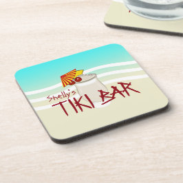 Porta-copo Bar Tiki de Nome Personalizado