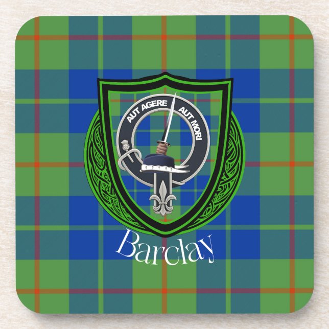 Porta-copo Barclay Scottish Clan Tartan & Crest (Frente)