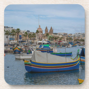 Porta-copo Barcos de pesca tradicionais coloridos em Malta