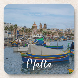 Porta-copo Barcos de pesca tradicionais coloridos em Malta