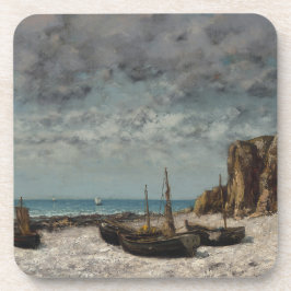 Porta-copo Barcos em praia, Etretat - Gustave Courbet