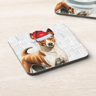 Porta-copo Basenji Dog Woof Word Art Holiday