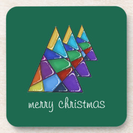 Porta-copo Bases de Natal Coloridas em Patchwork para Árvore